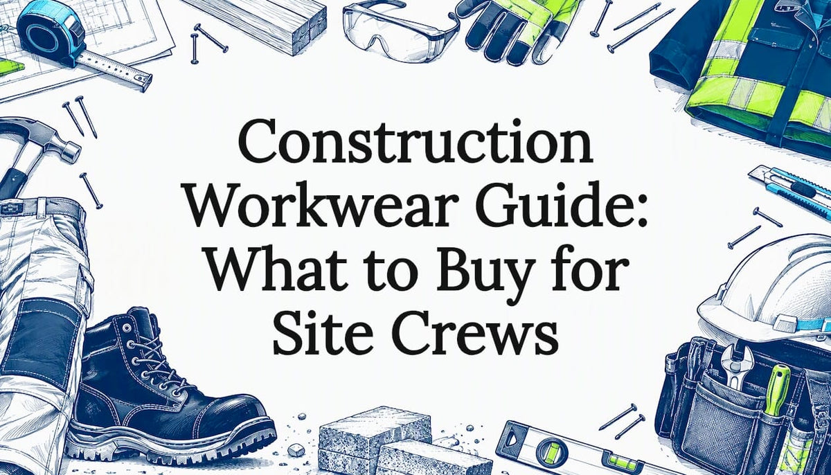 Sketch-framed construction workwear guide title card