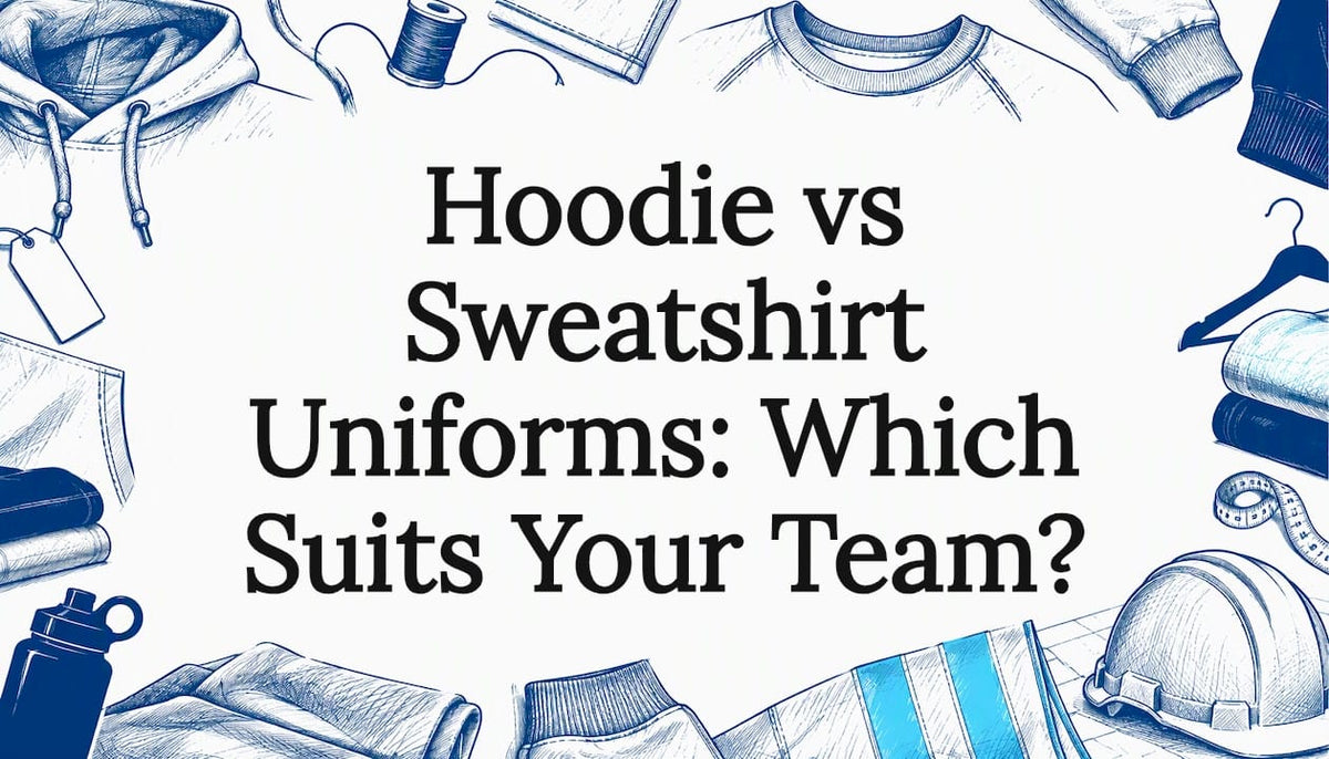 Sketch title card framing hoodie and sweatshirt uniforms