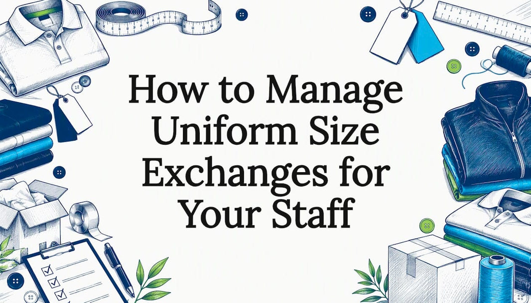 Uniform sizing title card with garment sketches