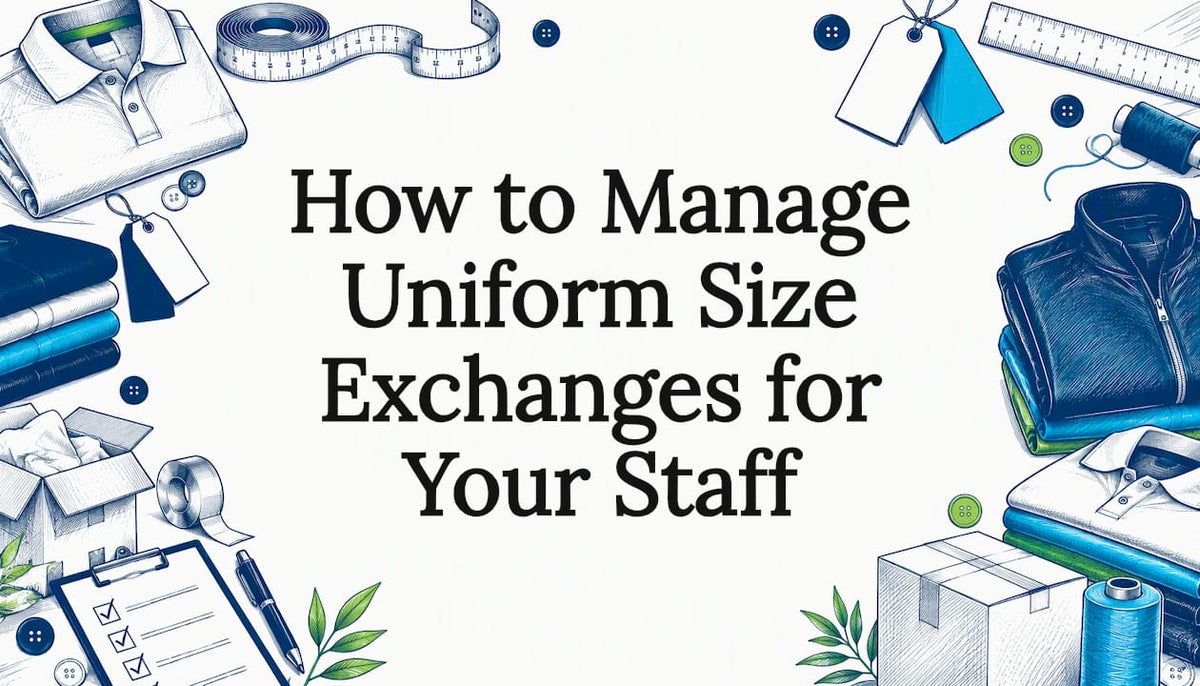 Uniform sizing title card with garment sketches