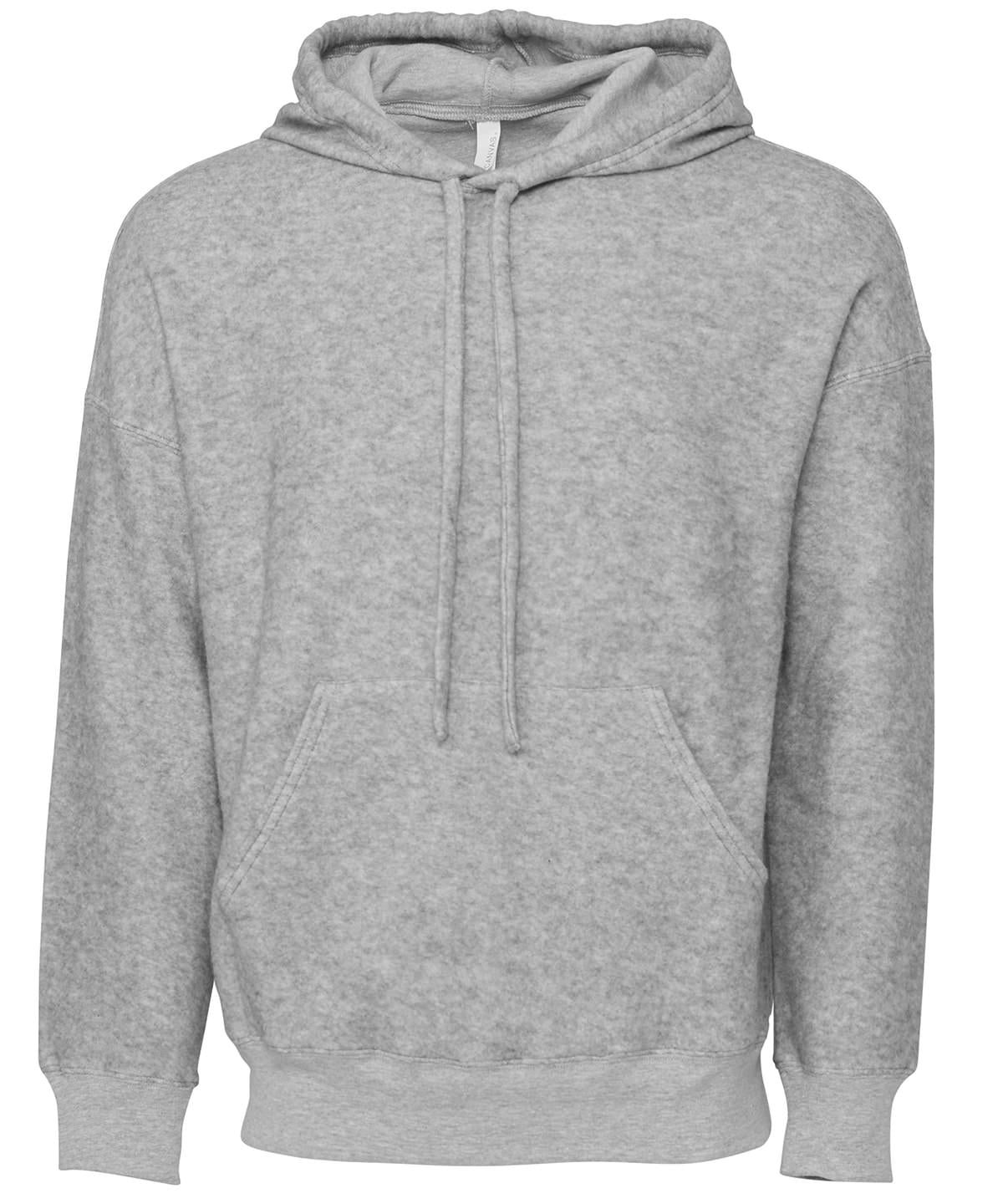 Grey pullover custom hoodie with drawstring hood and front pouch pocket, ideal for personalised embroidery or printed branding.